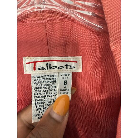 Talbots‎ Blazer Pink Double Breasted Gold Button Vintage Office Work Size 6 - Picture 2 of 14